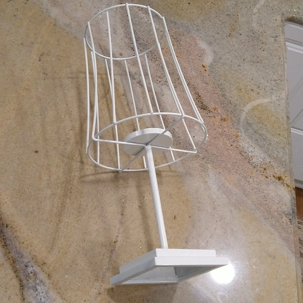 Wire Ivory cream painted candle holder centerpiece shabby chic cottage core